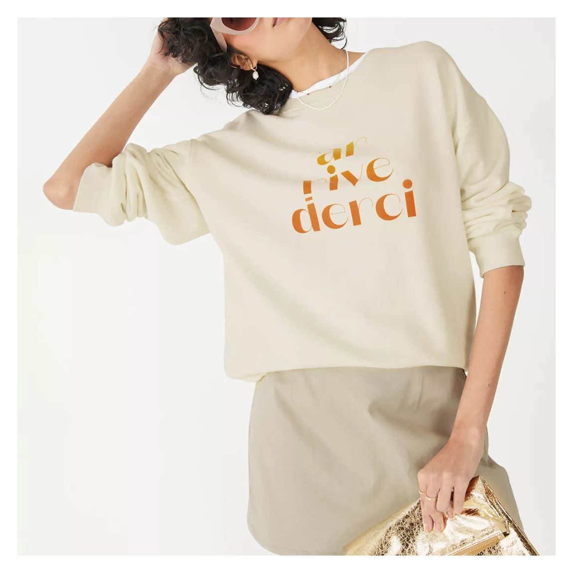 Ecru Arrivederci Cotton Sweatshirt main product photo