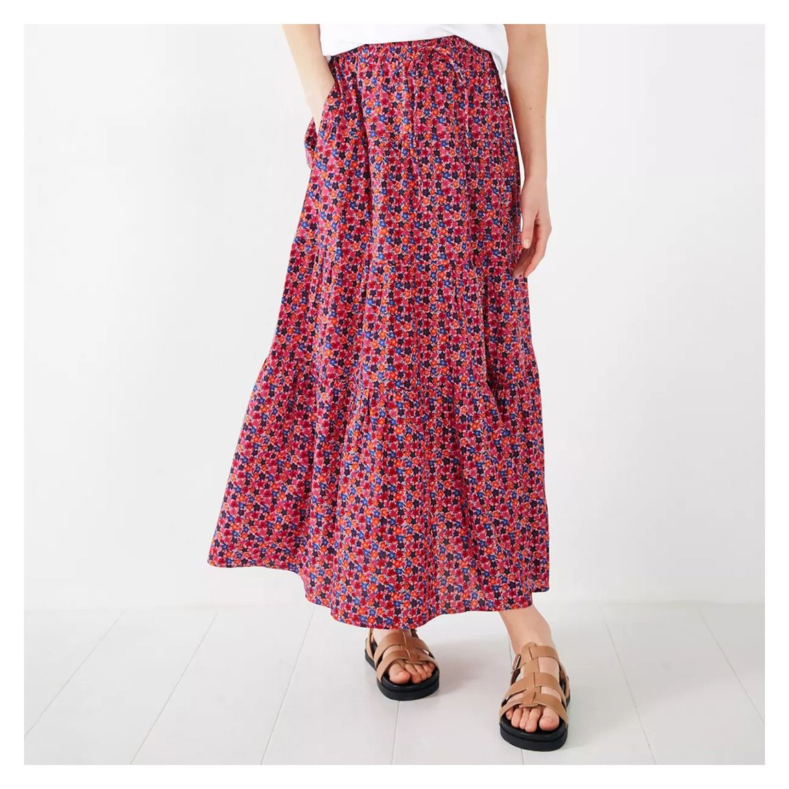 Pink Kady Floral Cotton Maxi Skirt main product photo