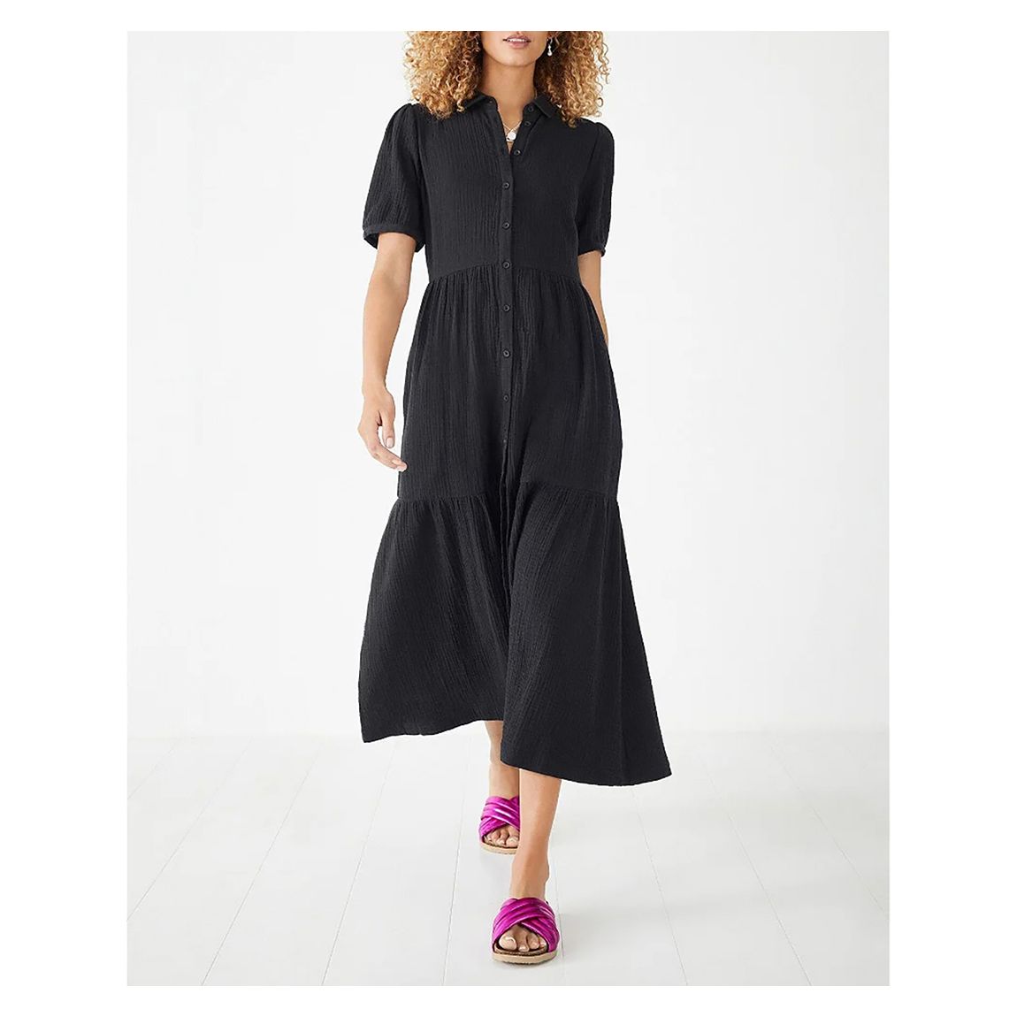 Black Clancy Shirt Cotton Dress main product photo