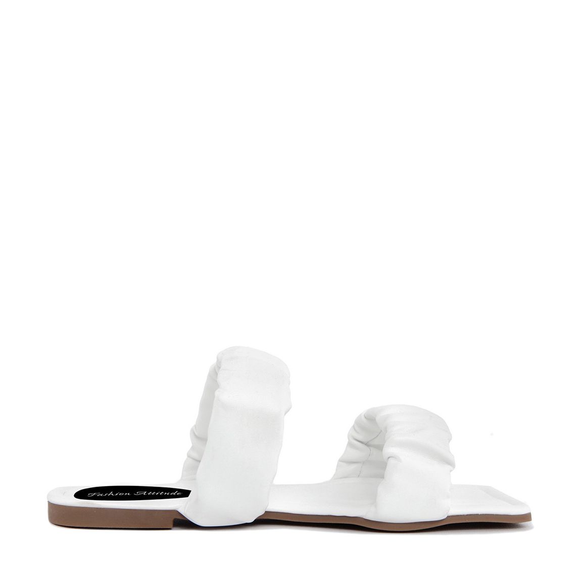 White Quilted Double Band Flat Sandals main product photo
