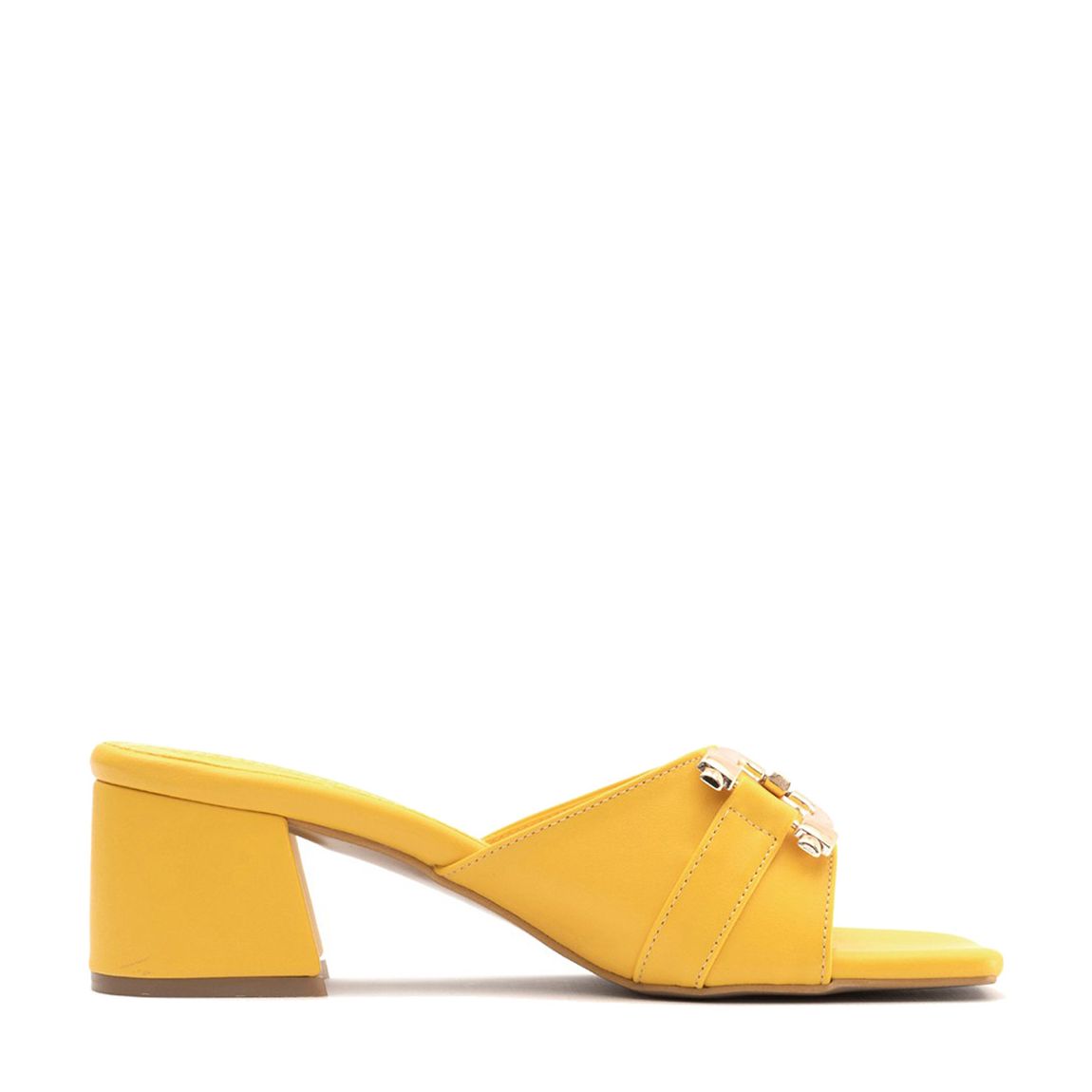 Yellow Chain Detail Heeled Mules main product photo