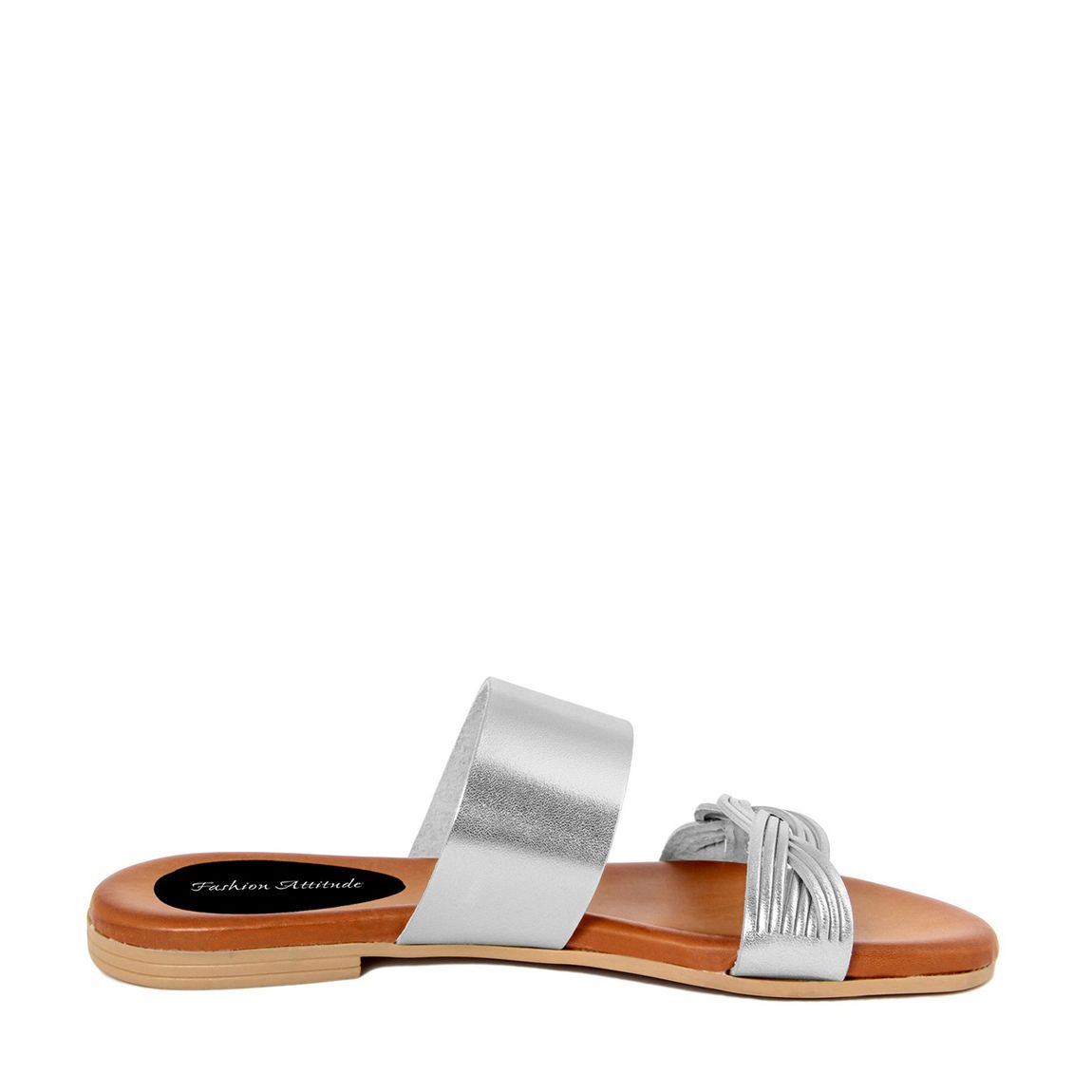 Silver Braided Strap Flat Sandals main product photo