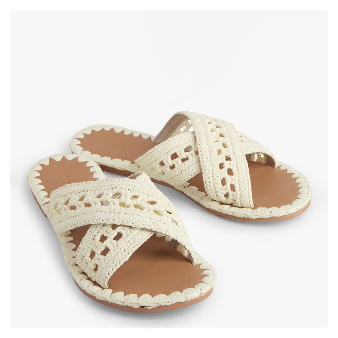 Ecru Azored Crochet Flat Sandals main product photo
