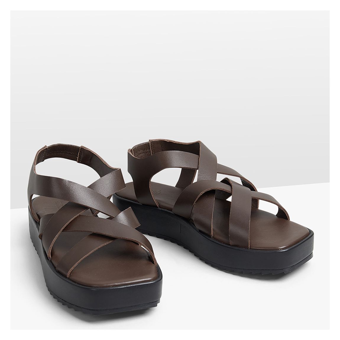 Dark Brown Hudson Leather Platform Sandals main product photo