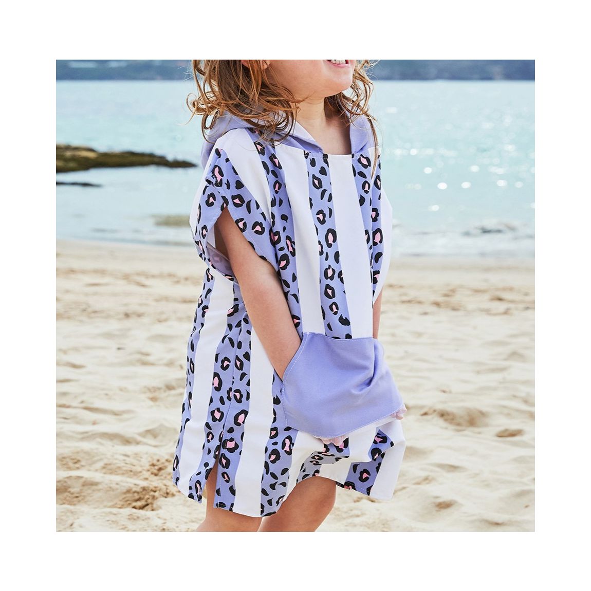 Kids Beach Poncho, Extra Small, Lively Leopard main product photo
