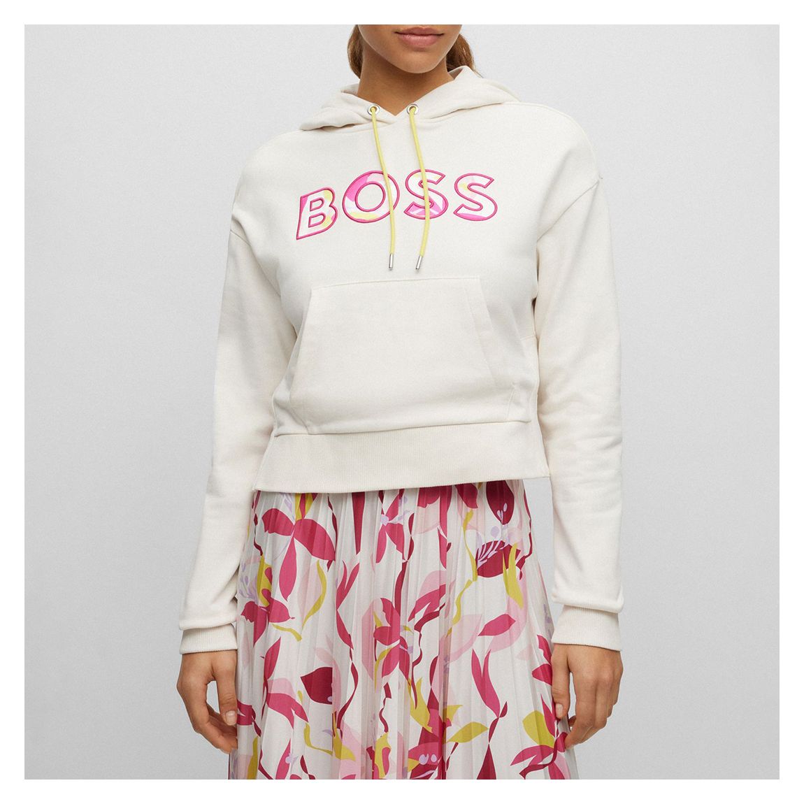 White Ecropi AOP Logo Cotton Blend Hoodie main product photo