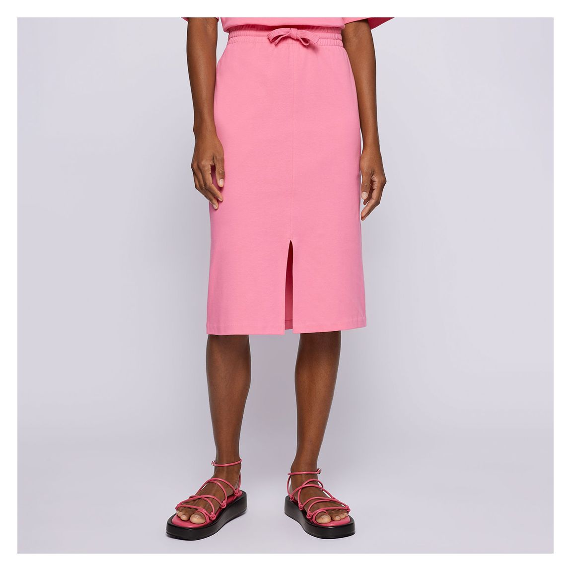 Pink Eneta Cotton Midi Skirt main product photo