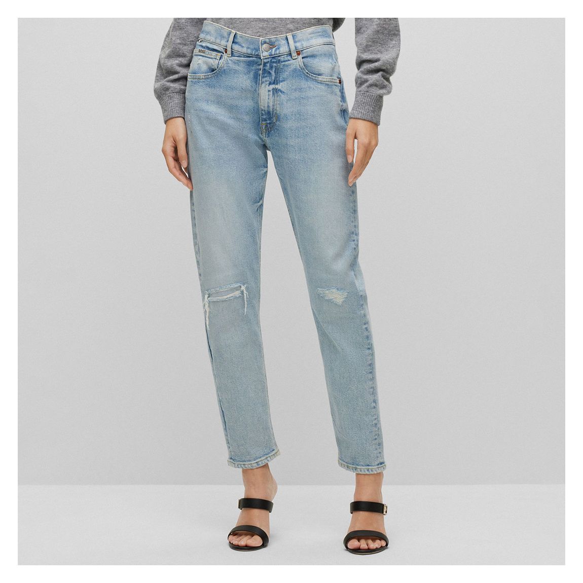 Light Blue Elsa Distressed Stretch Jeans main product photo
