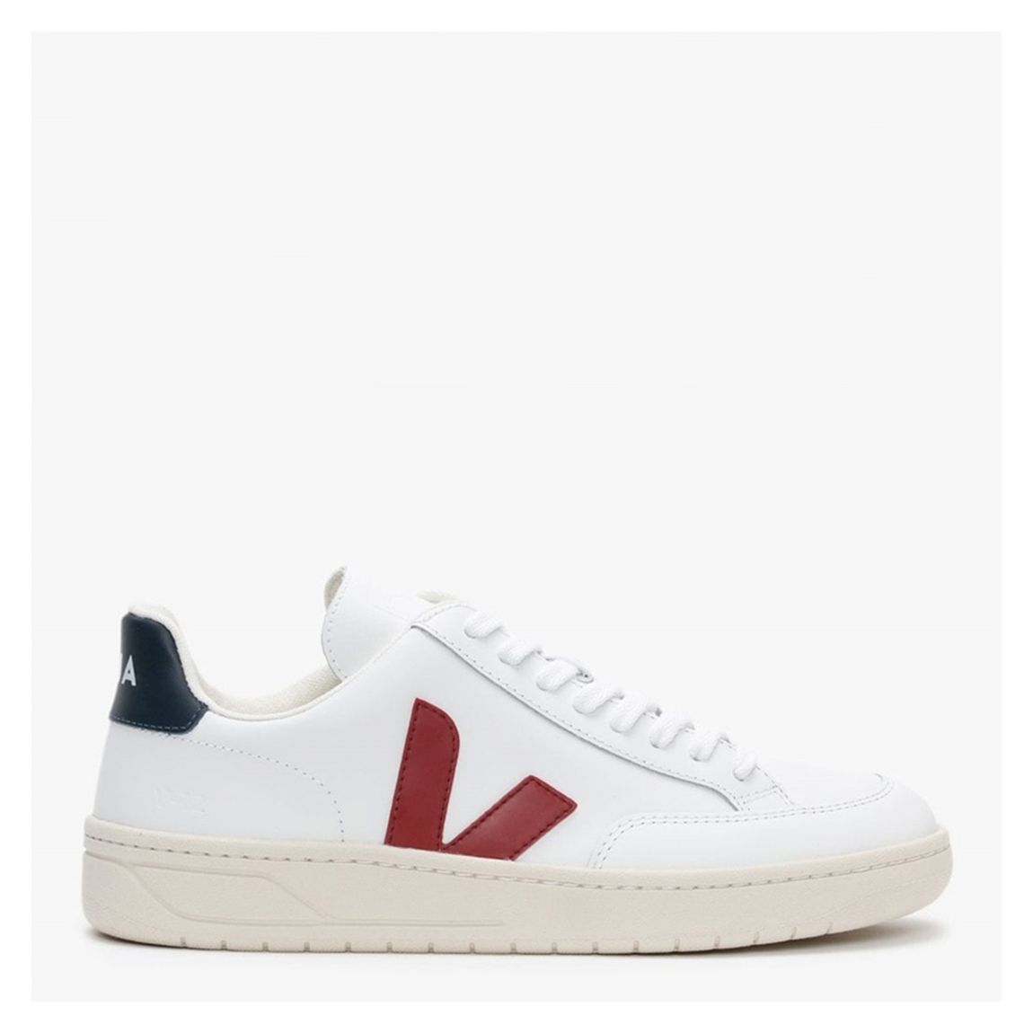 Women's White/Red/Navy Leather Veja V-12 Trainer main product photo
