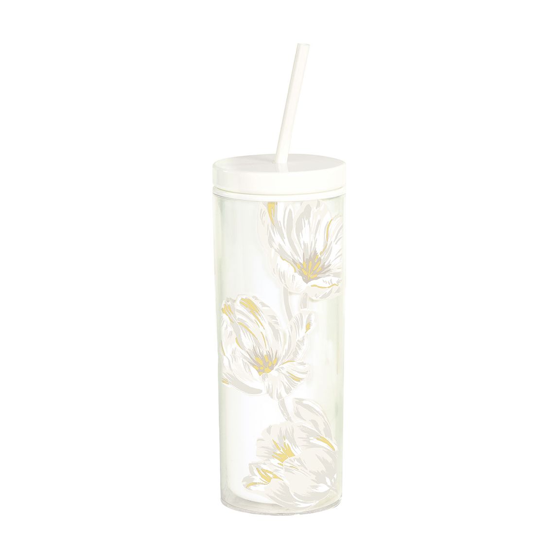 Acrylic Tumbler with Straw, Growing Tulips main product photo