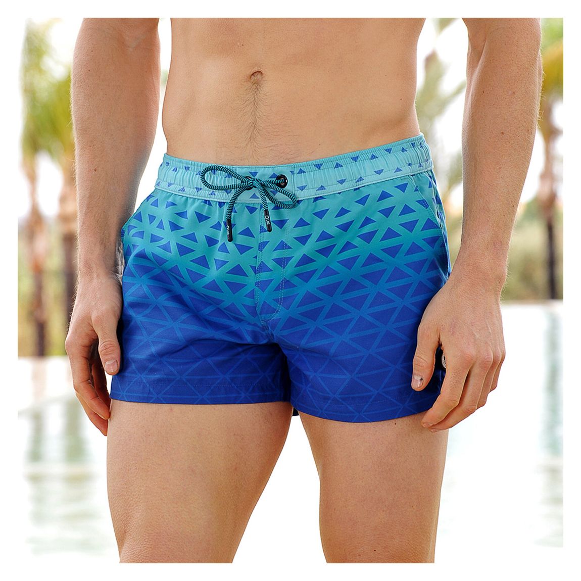 Blue Agadir Shorter Length Swim Trunk main product photo