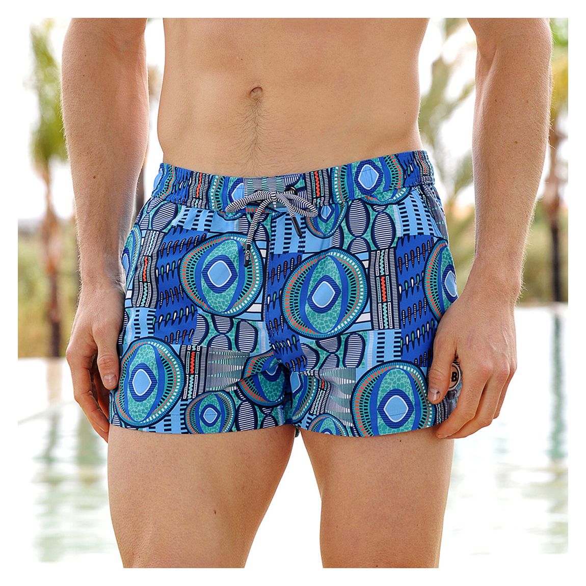 Blue Malawi Shorter Length Swim Trunk main product photo