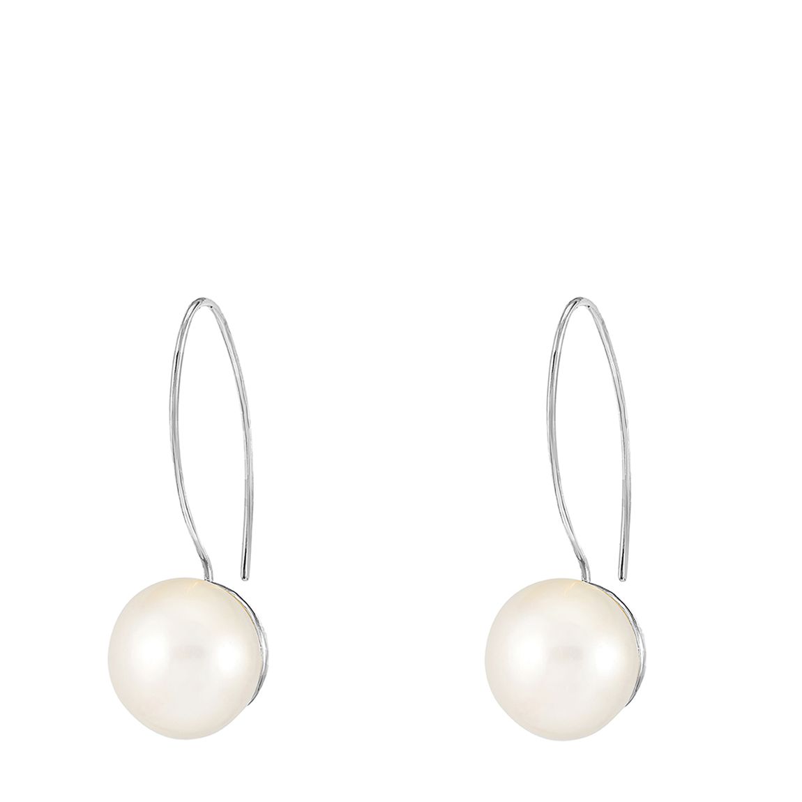 Silver Timeless 14mm Long White Pearl Earrings main product photo