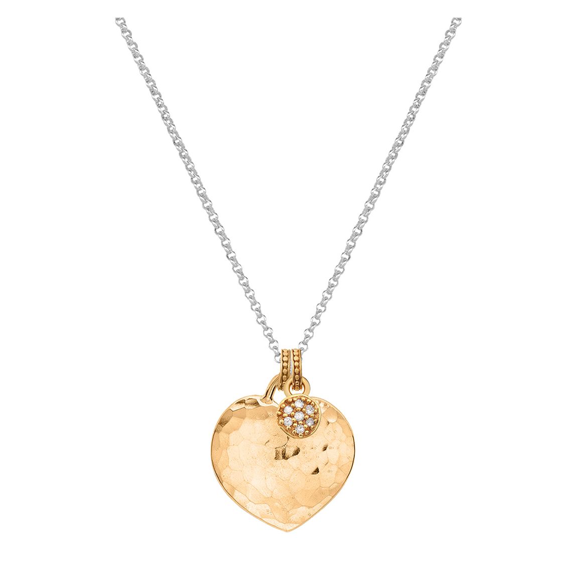 Silver Heart & Diamond Charm Necklace main product photo