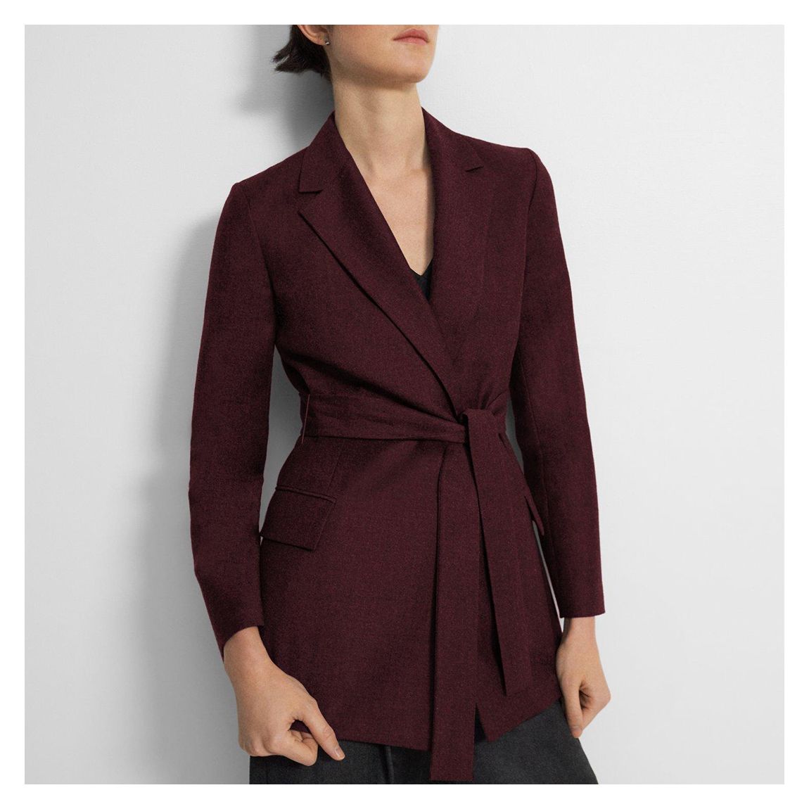 Burgundy Belted Wool Blazer main product photo