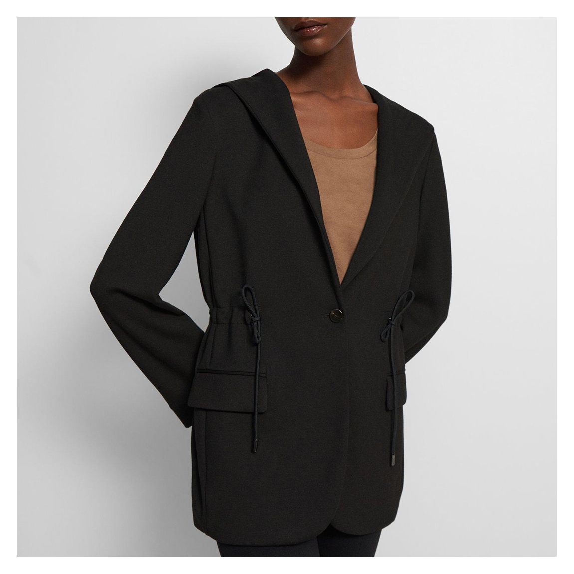 Black Hooded Drape Blazer main product photo