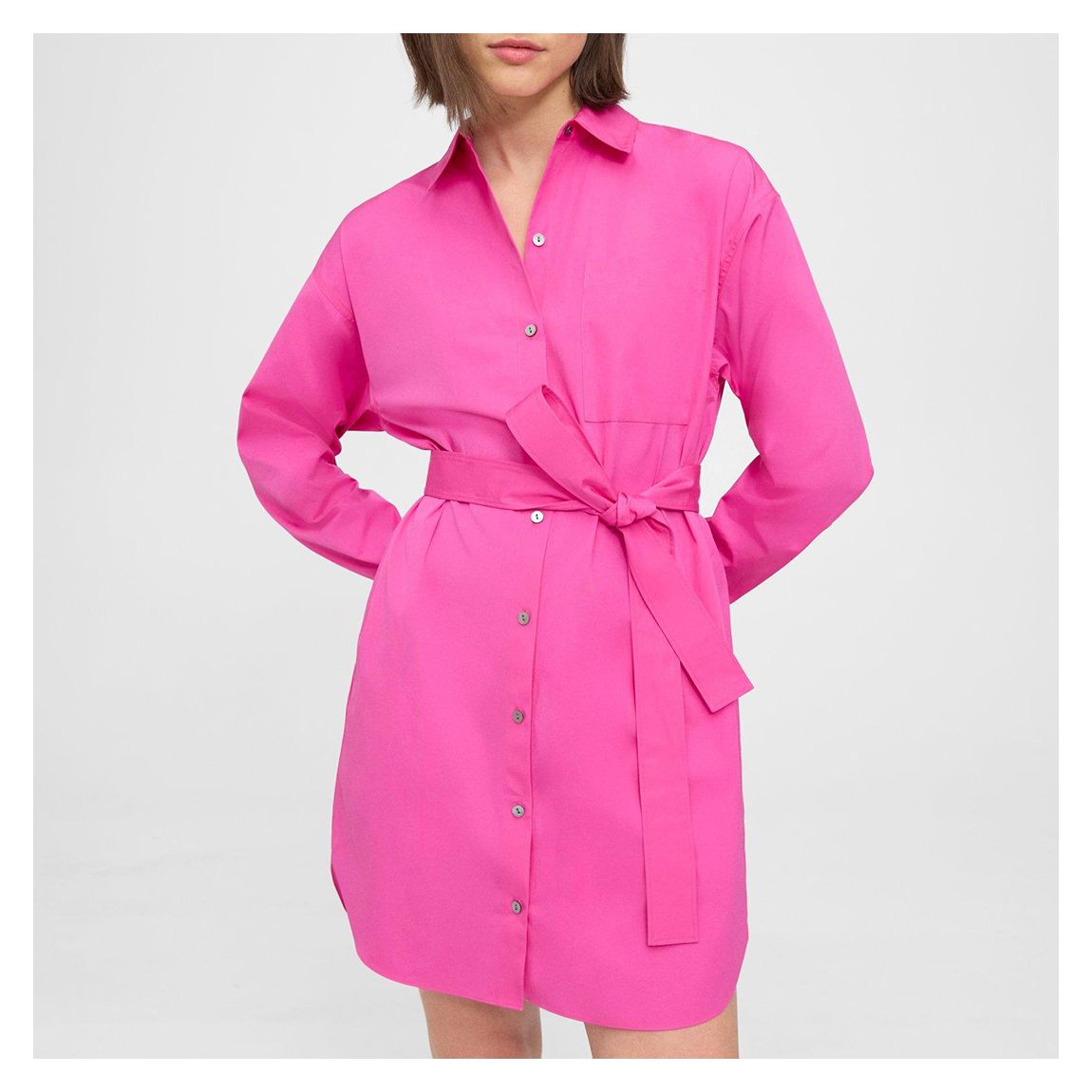 Pink Oversized Shirt Cotton Dress main product photo