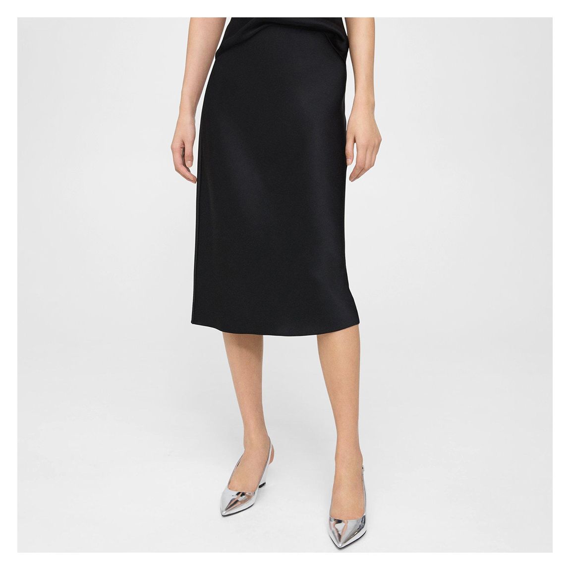 Black Slip Midi Skirt main product photo