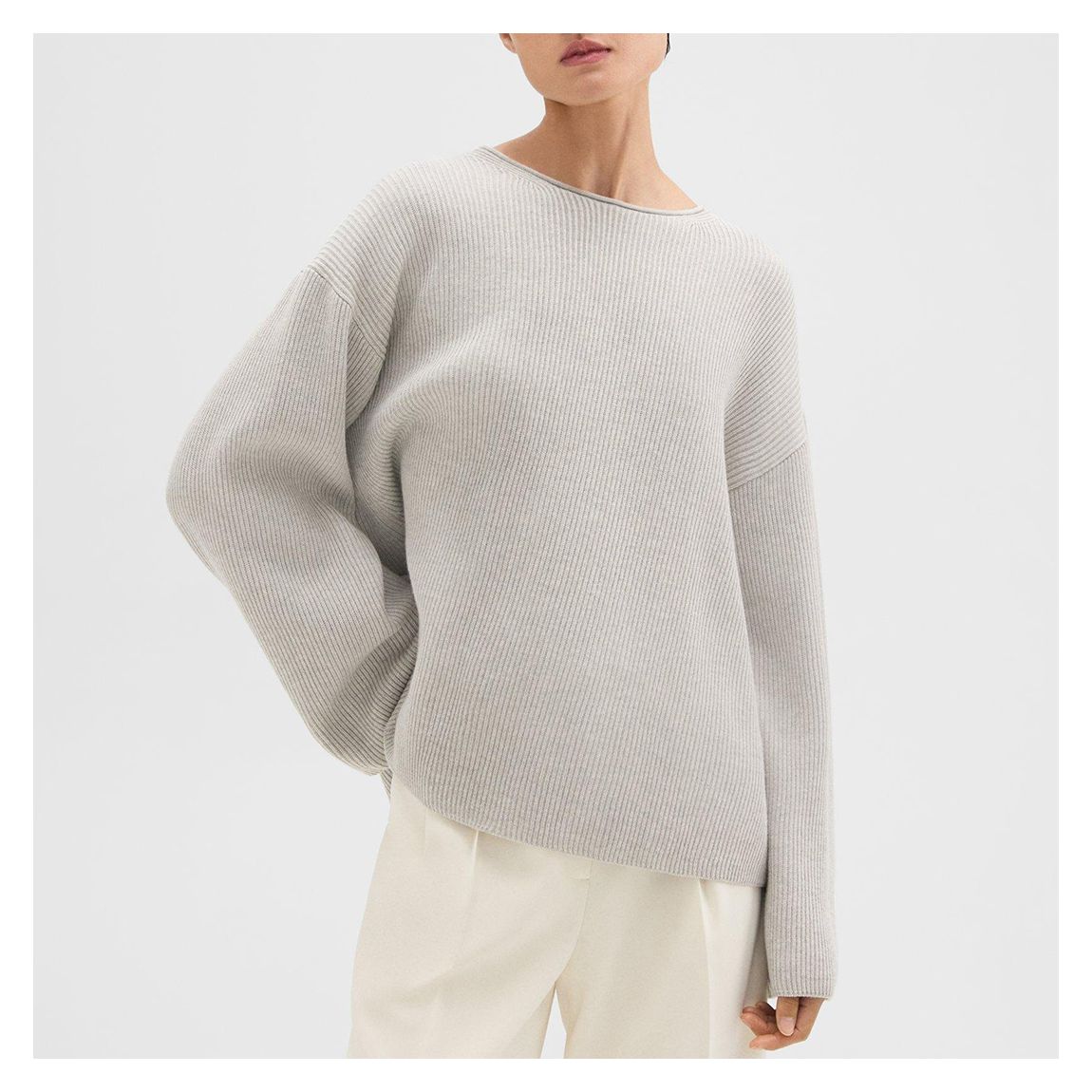 Grey Ribbed Cashmere Blend Jumper main product photo