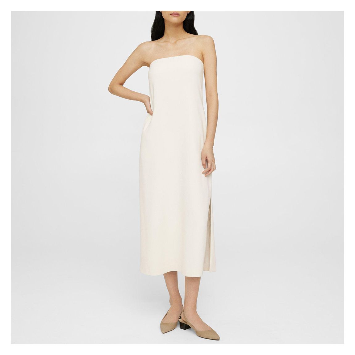 Cream Rice Strapless Dress main product photo