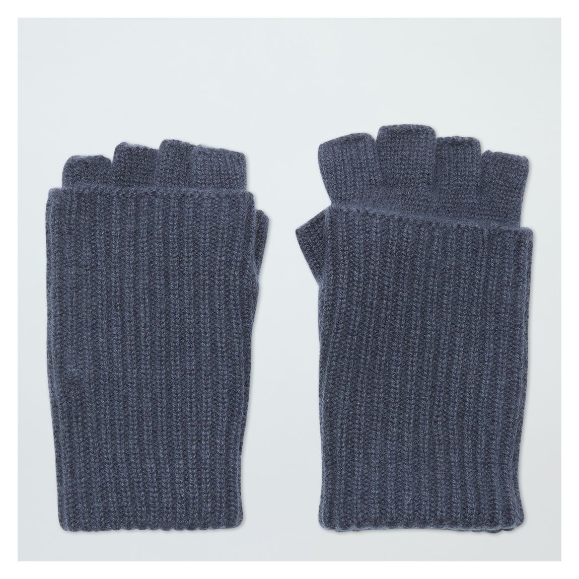 Slate Cashmere Ribbed Fingerless Gloves main product photo