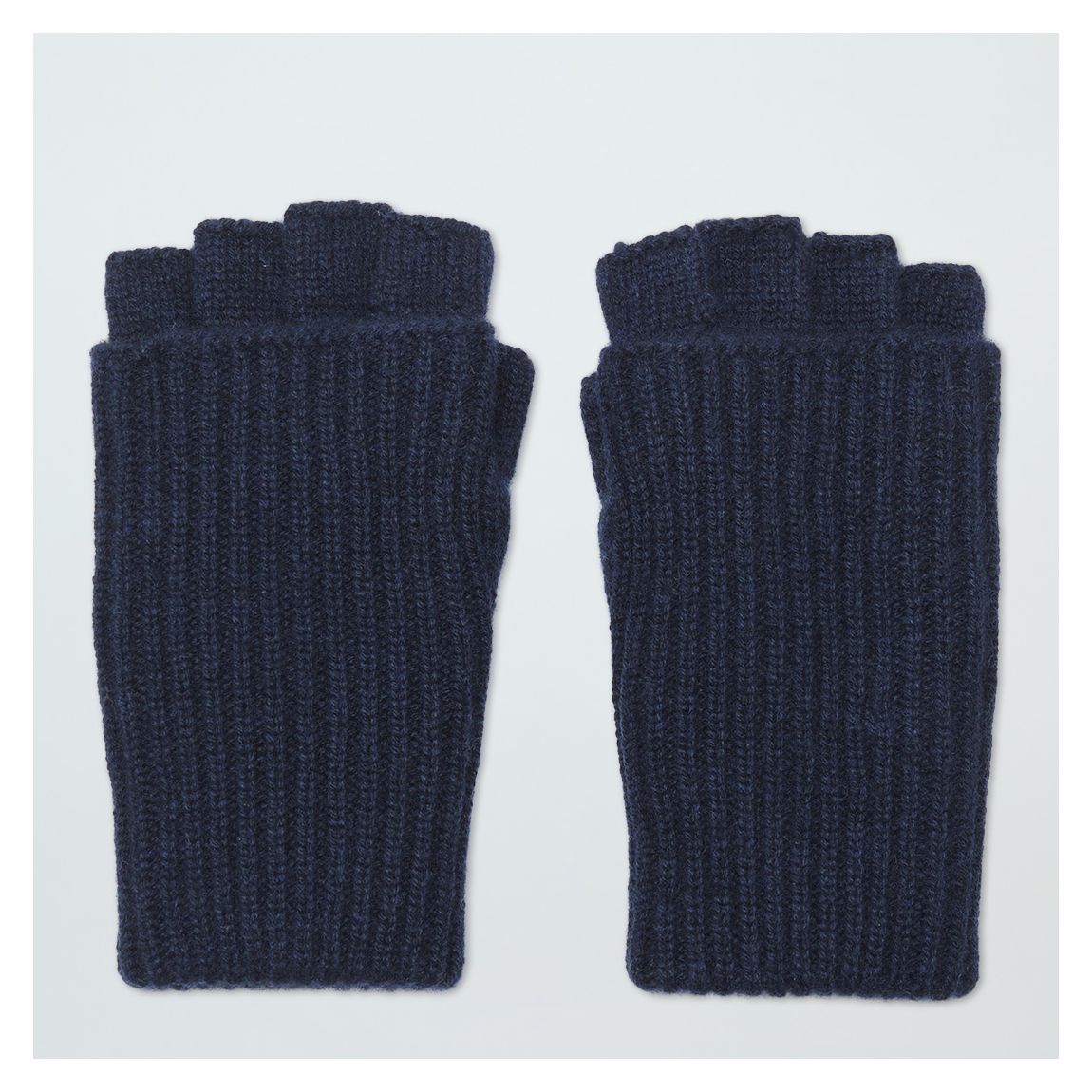 Navy Cashmere Ribbed Fingerless Gloves main product photo