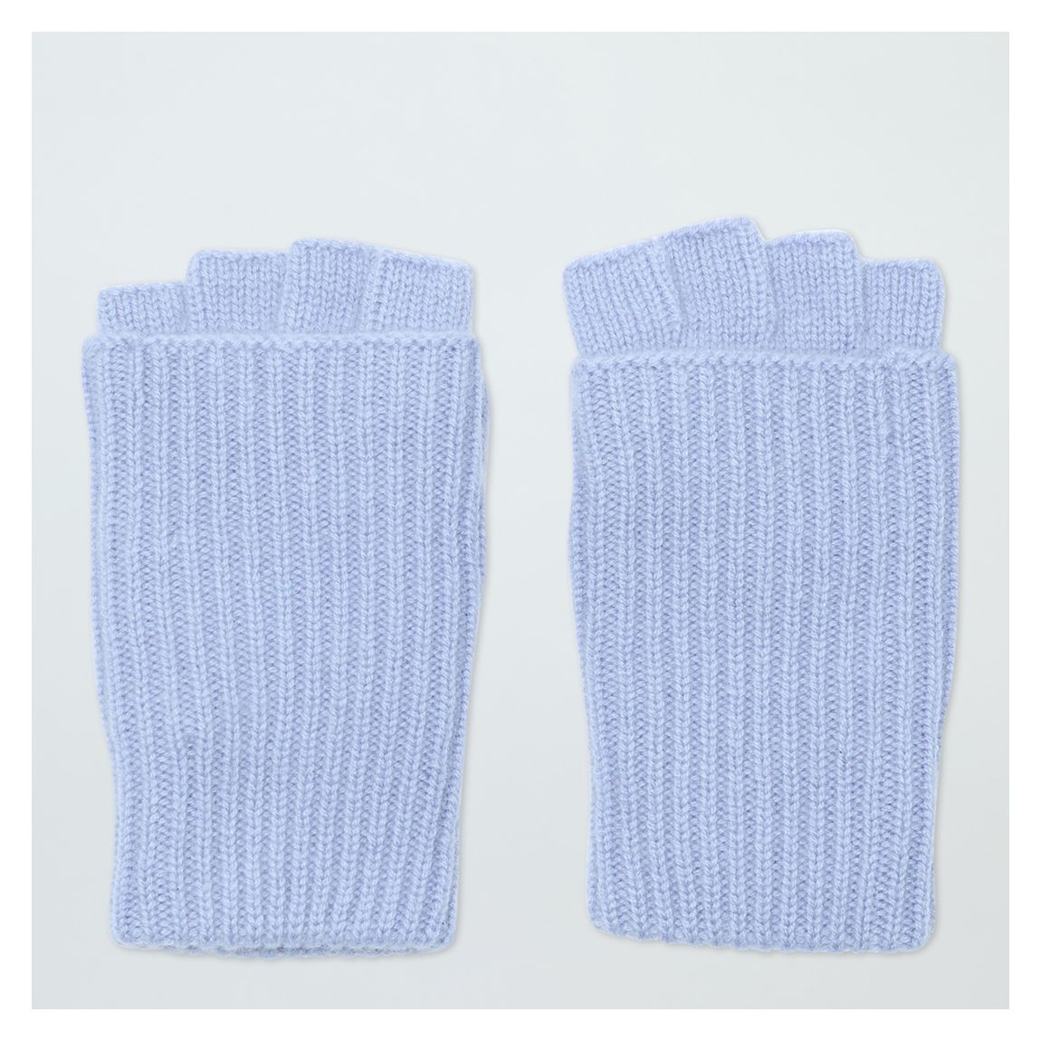 Blue Cashmere Ribbed Fingerless Gloves main product photo
