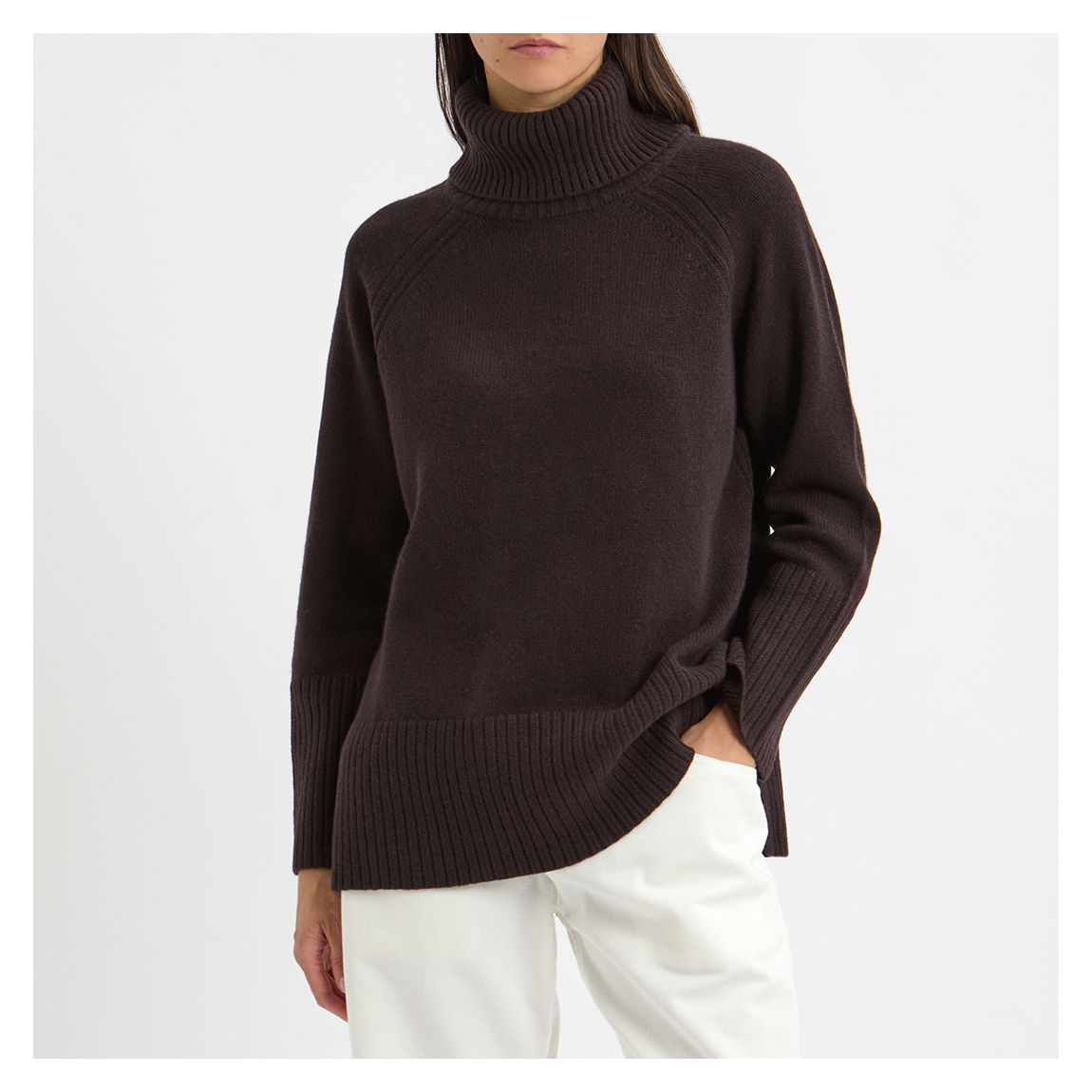 Brown Cashmere Roll Neck Tunic main product photo