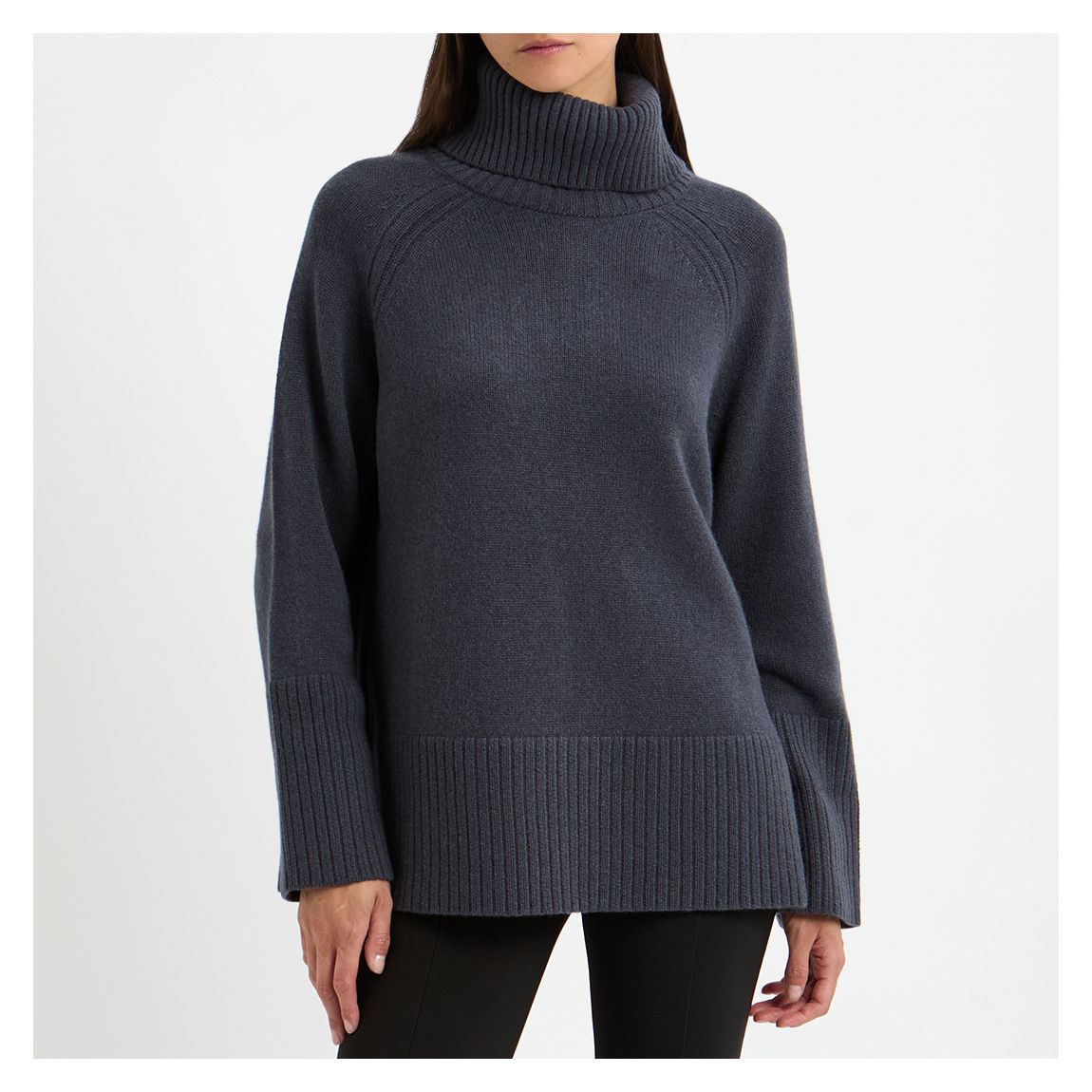 Slate Cashmere Roll Neck Tunic main product photo