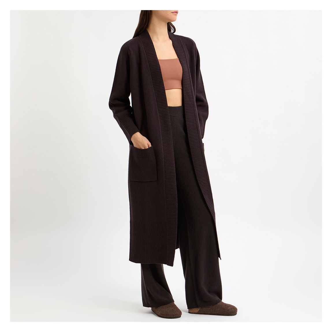 Brown Wool Longline Cardigan main product photo