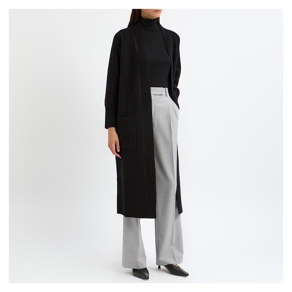 Black Wool Longline Cardigan main product photo