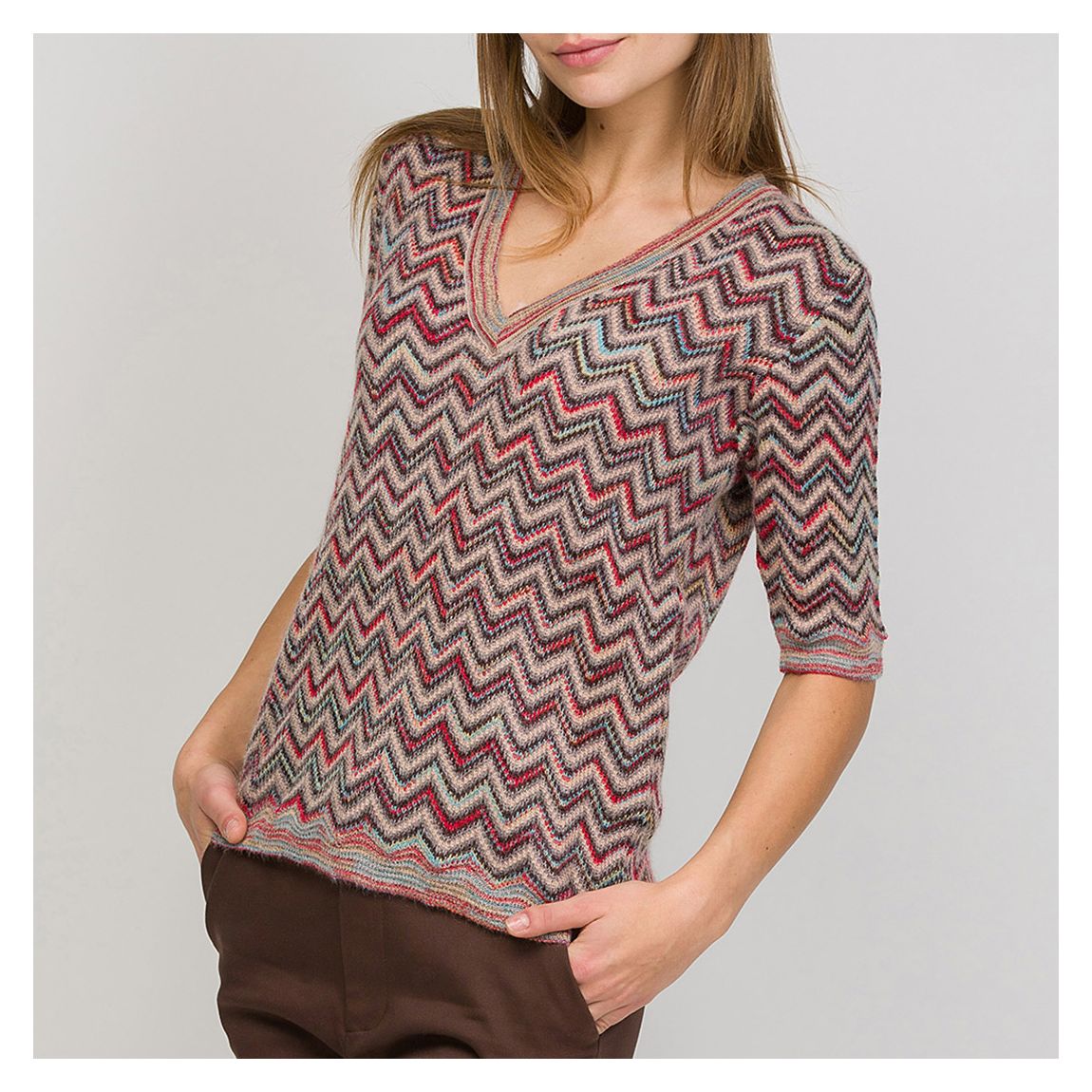 Multi V-Neck Zig Zag Jumper main product photo