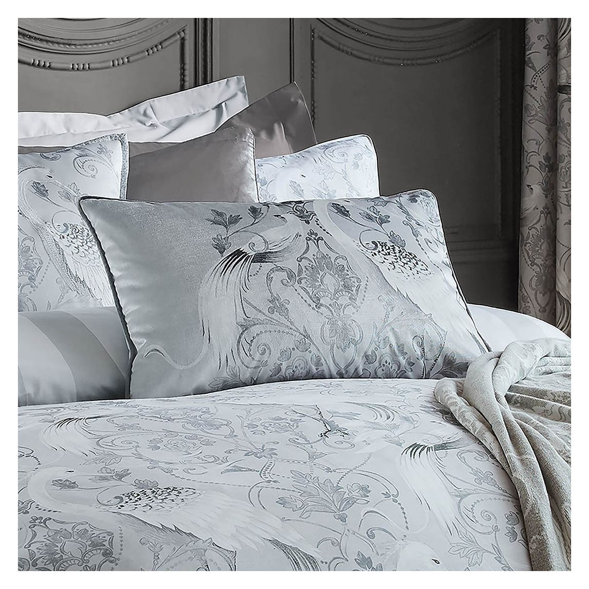 Tregaron Velvet Silver 40x60cm Feather Cushion main product photo