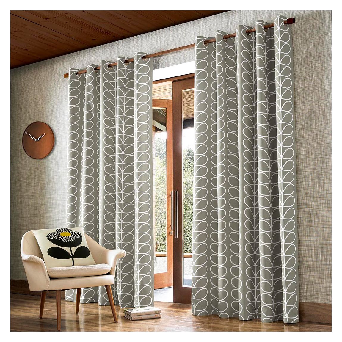 Linear Stem Silver 116x228cm Eyelet Curtains main product photo