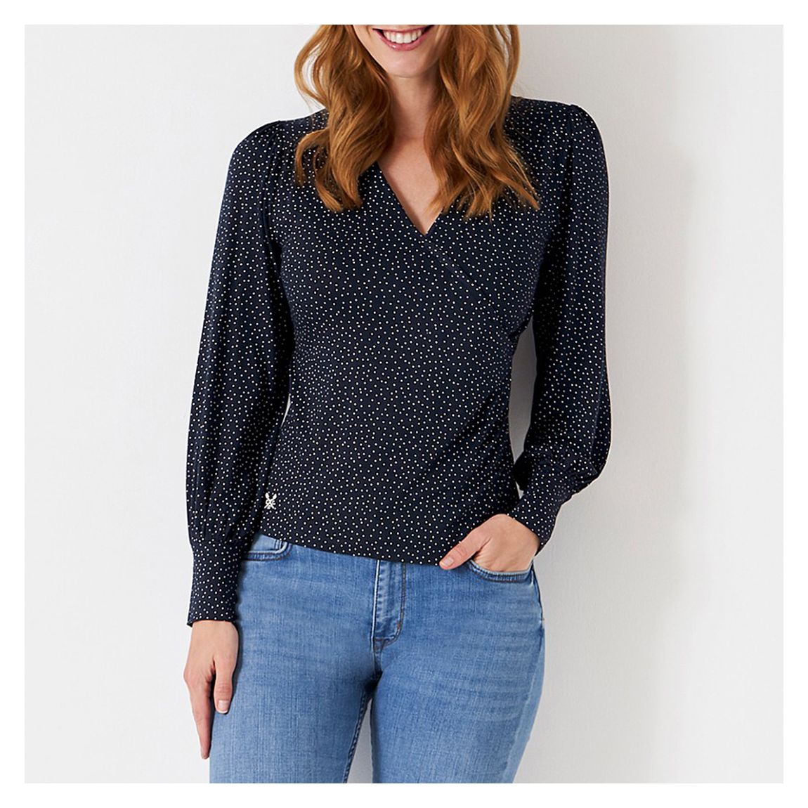Navy Wrap Jersey Top main product photo