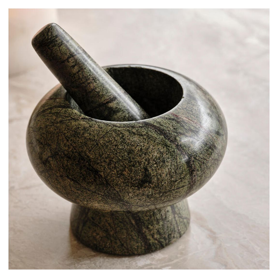 Green Marble Amelie Pestle & Mortar main product photo
