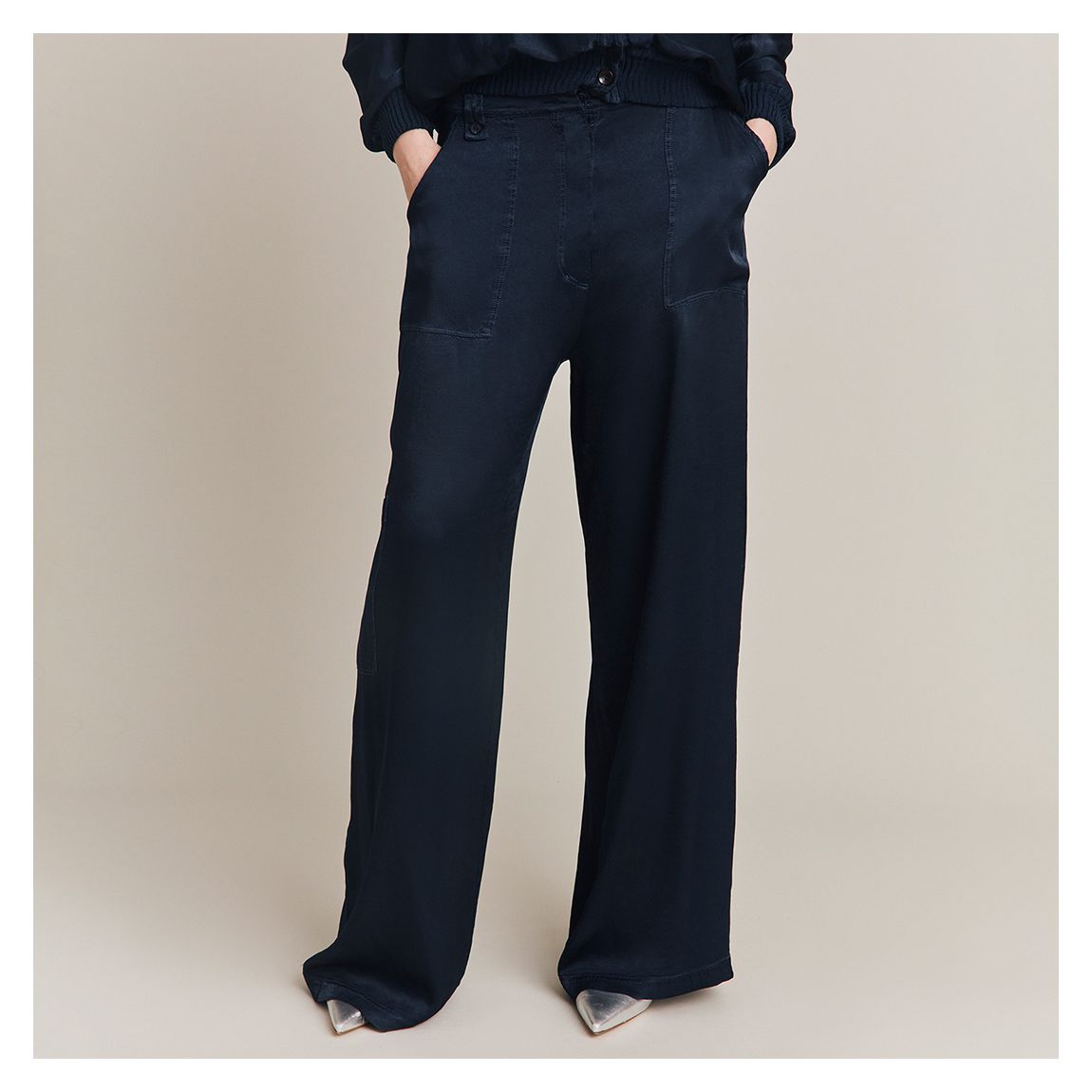 Navy Aurora Wide Leg Trousers main product photo