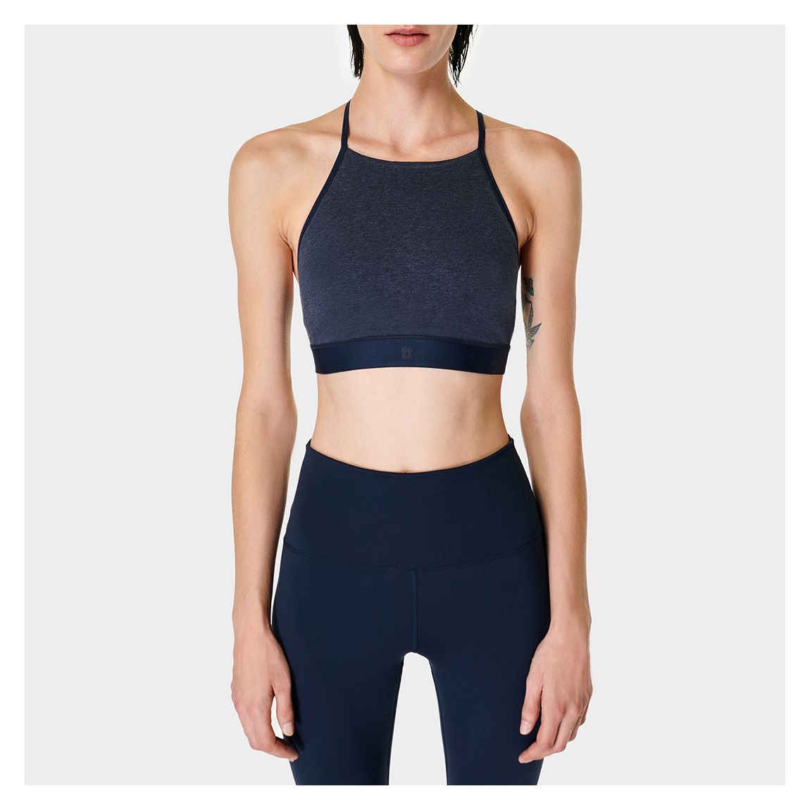 Navy Sundown Soft Cotton High Neck Bralette main product photo