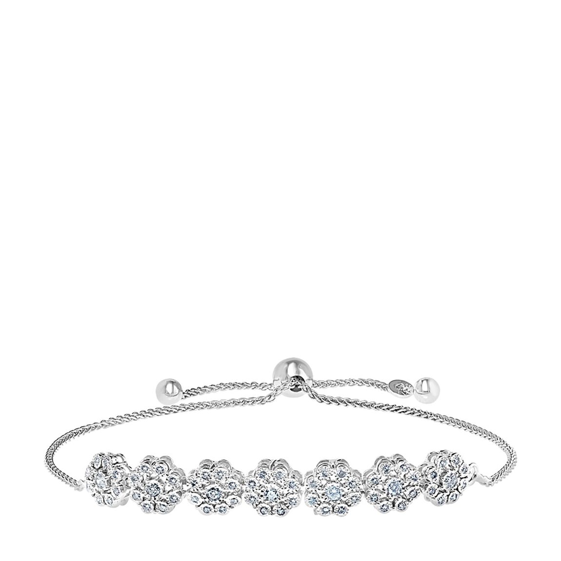 Silver Diamond Flower Bracelet main product photo