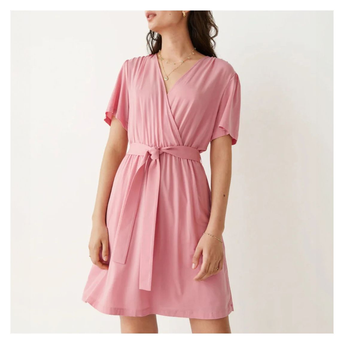 Pink Celia Wrap Mini Dress main product photo