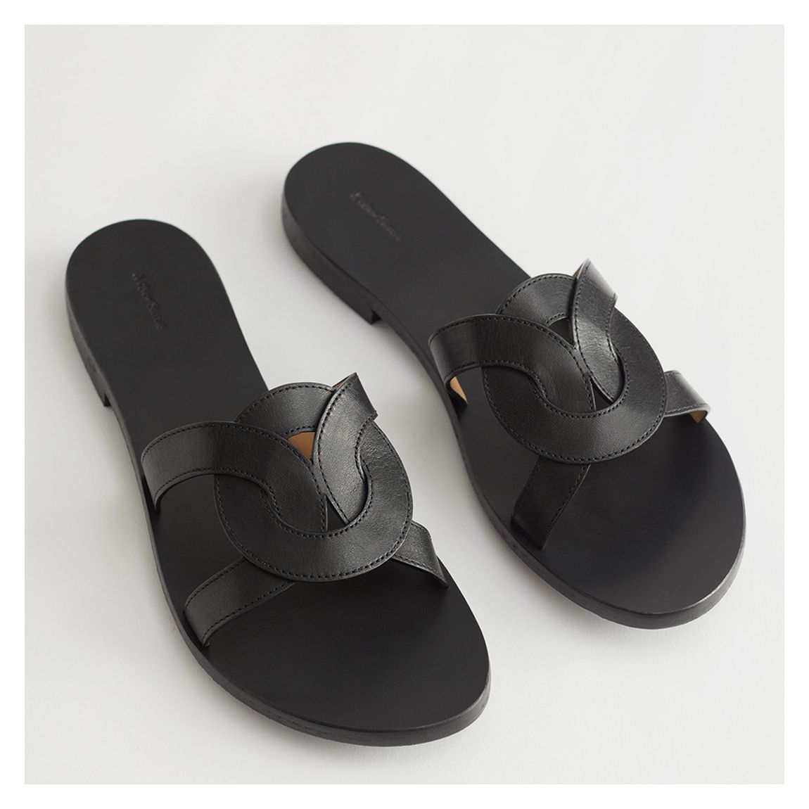Black Frances Leather Sandals main product photo