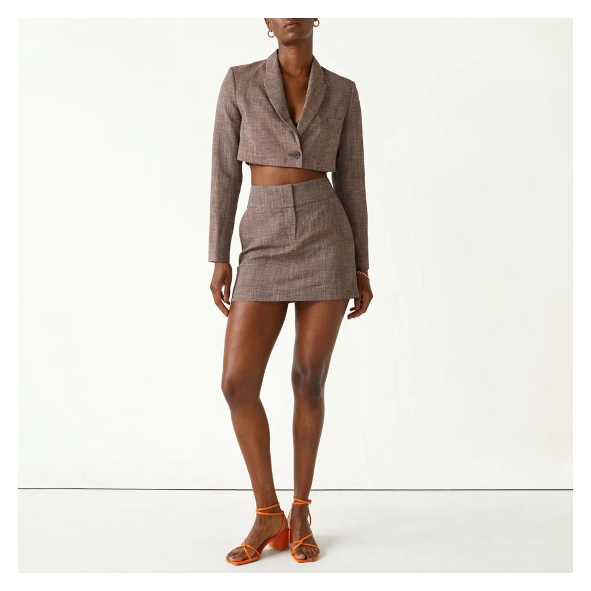 Beige Gunda Linen Blend Mini Skirt main product photo