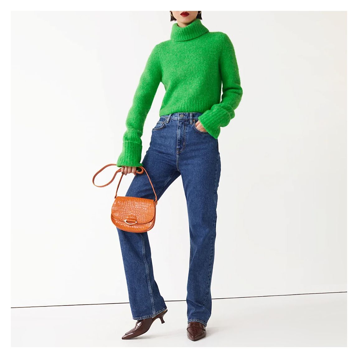 Green Phoebe Turtleneck Wool Blend Jumper main product photo