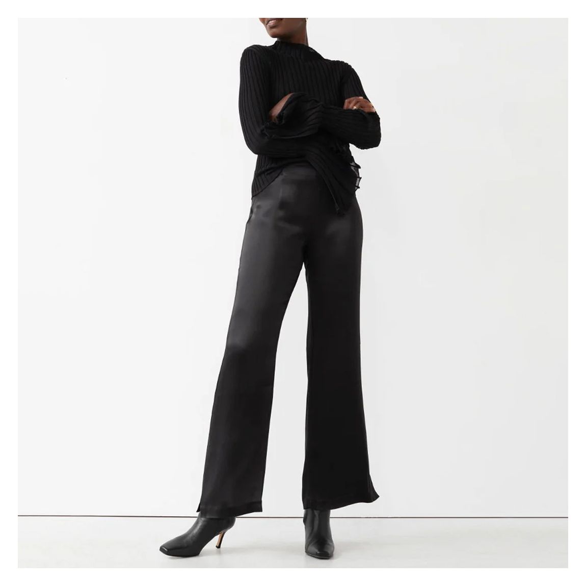 Black Sia Satin Trousers main product photo