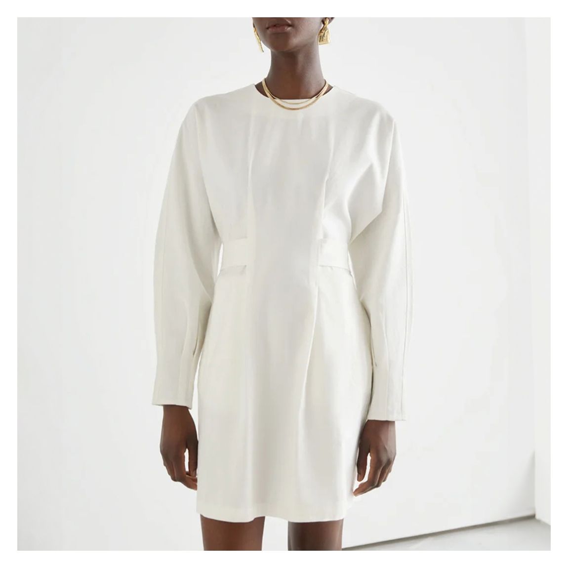 White Deer Linen Blend Mini Dress main product photo