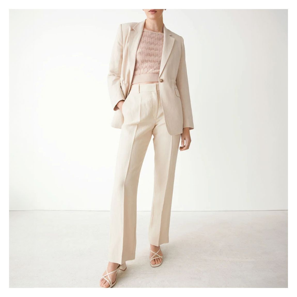 Beige Nicolina Silk Blend Trousers main product photo
