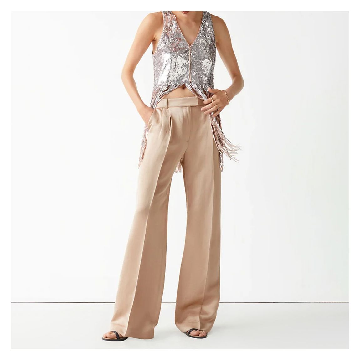 Beige Vega Straight Trousers main product photo