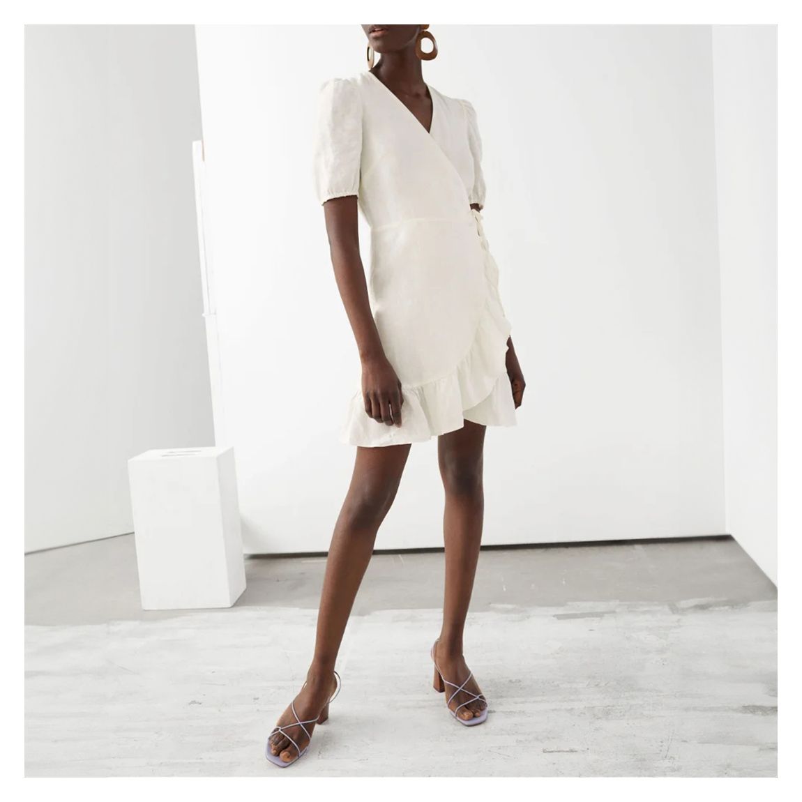 White Sara Linen Mini Dress main product photo