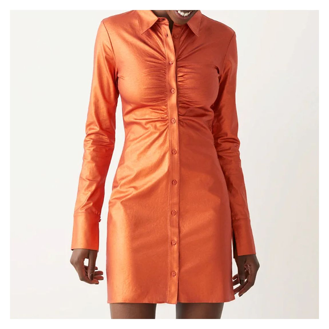 Orange Zelda Metallic Cotton Dress main product photo