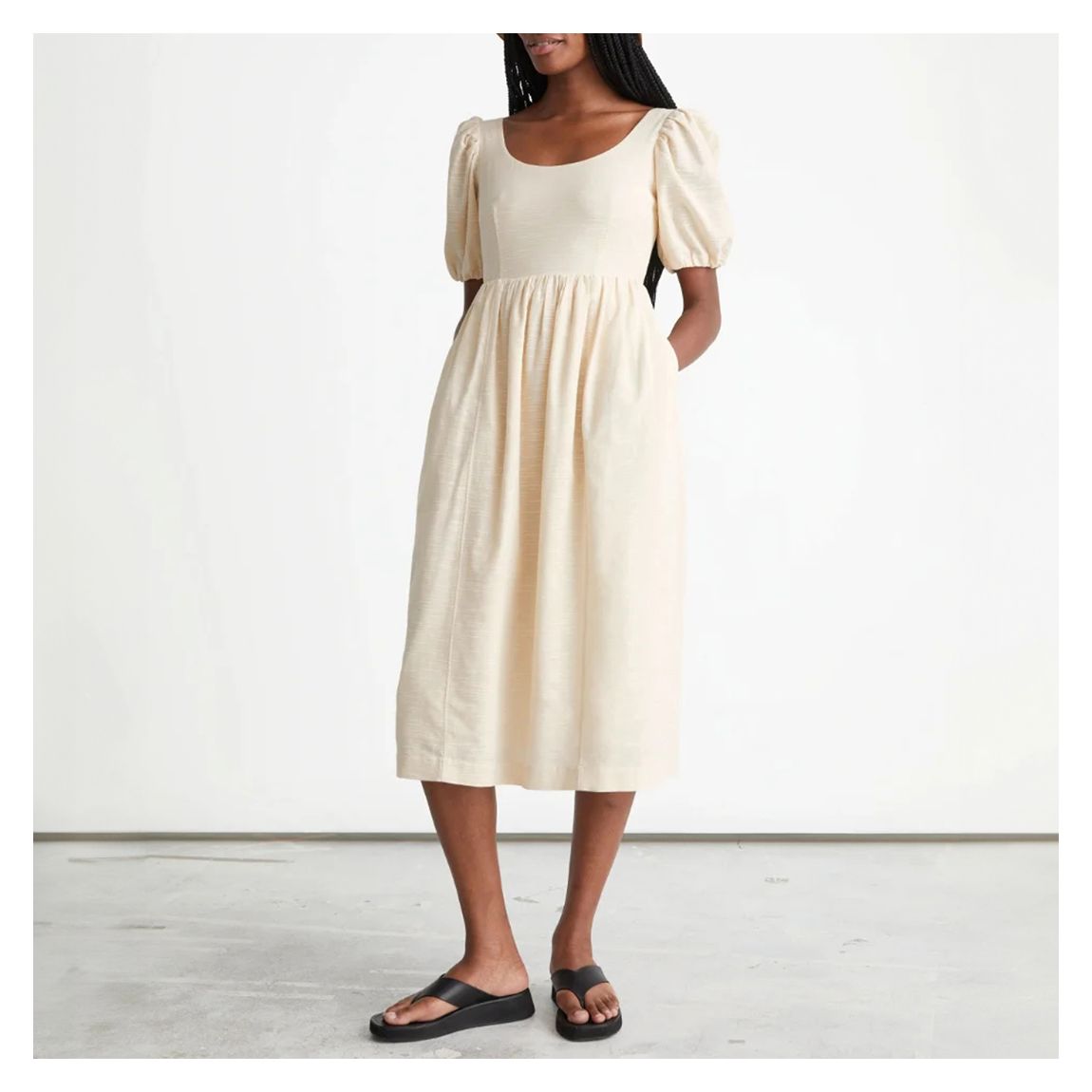 Beige Aisha Cotton Midi Dress main product photo